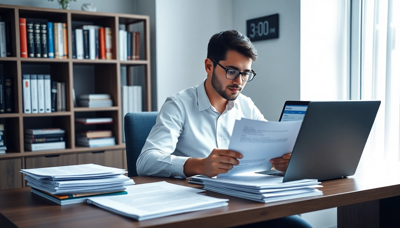 Documents de traduction certifiée sur le bureau d'un traducteur, symbolisant le professionnalisme et la précision en traduction certifiée.