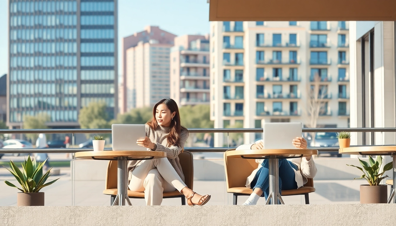 Couple illustrant leur style de vie dans un café moderne avec ambiance urbaine.