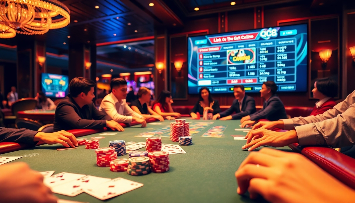 Experience the thrilling excitement of gambling with Link mới nhất QQ88 at a vibrant poker table.